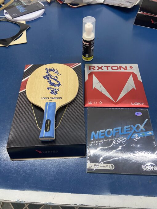 Combo vợt Long Carbon kết hợp với mặt vợt Gewo Neoflexx eFT45 và Loki Rxton I