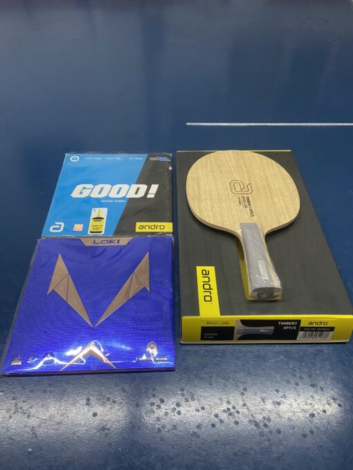 Combo cốt vợt Andro Timber 7 OFF/S kết hợp mặt vợt Andro Good và Loki V