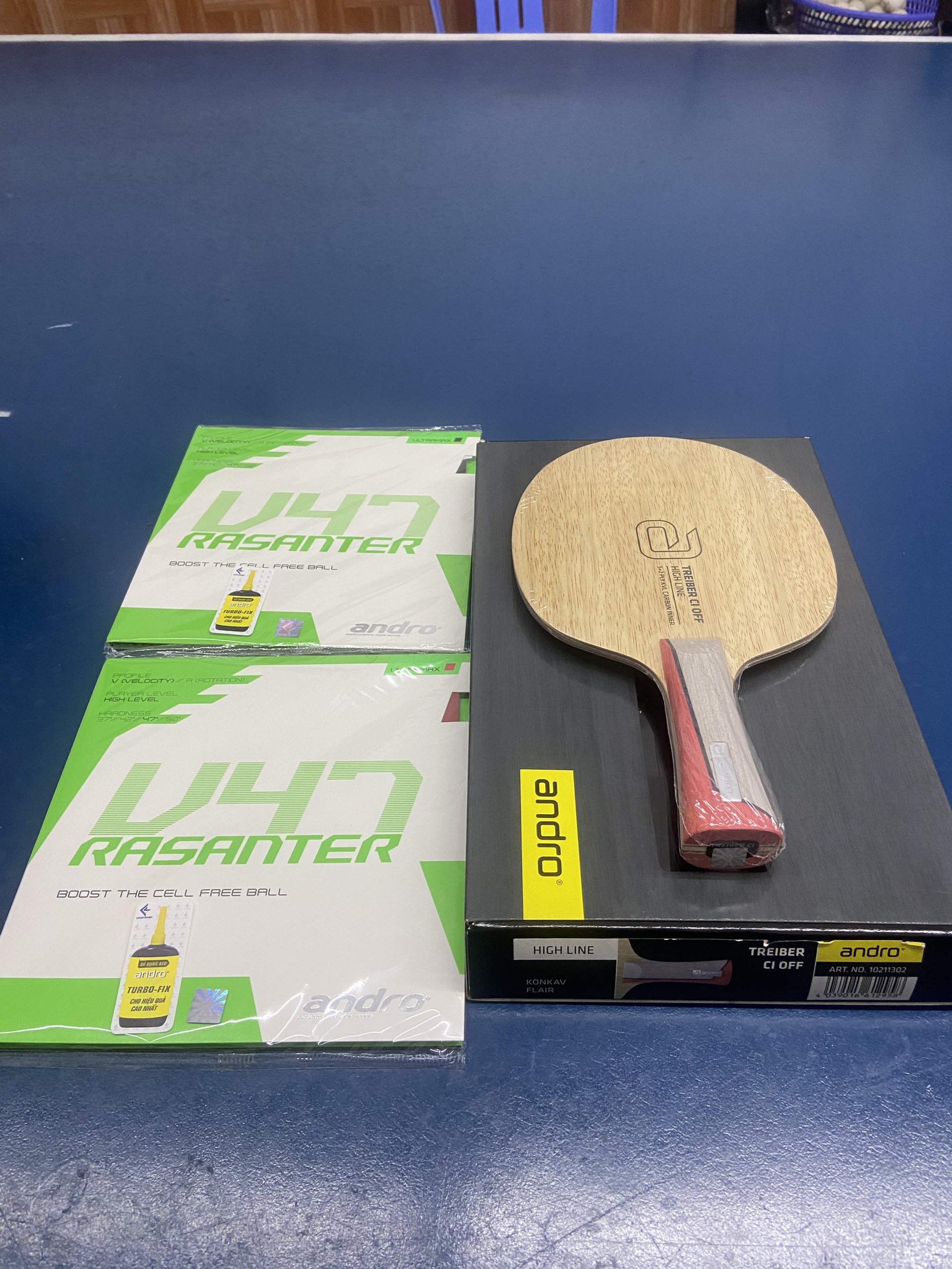 Combo cốt vợt Andro Treiber CI kết hợp đôi mặt vợt Andro Rasanter V47
