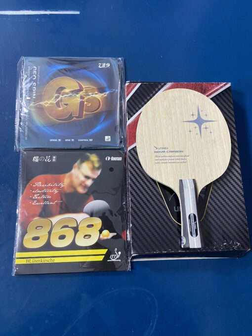 Combo cốt vợt Unrex Nova Carbon kết hợp mặt vợt 729 GS và Kokutaku 868